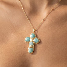 Load image into Gallery viewer, Semi-Precious Stone Cross Necklace