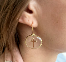 Load image into Gallery viewer, Gold Cross Resin Earrings
