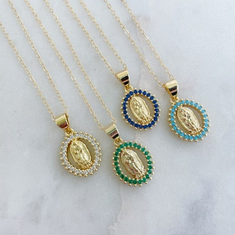 Crystal Virgin Mary Necklace