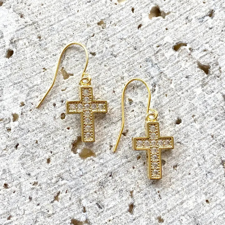 Sparkly Cross Earrings